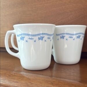 Corning Blue and White Dining Mugs